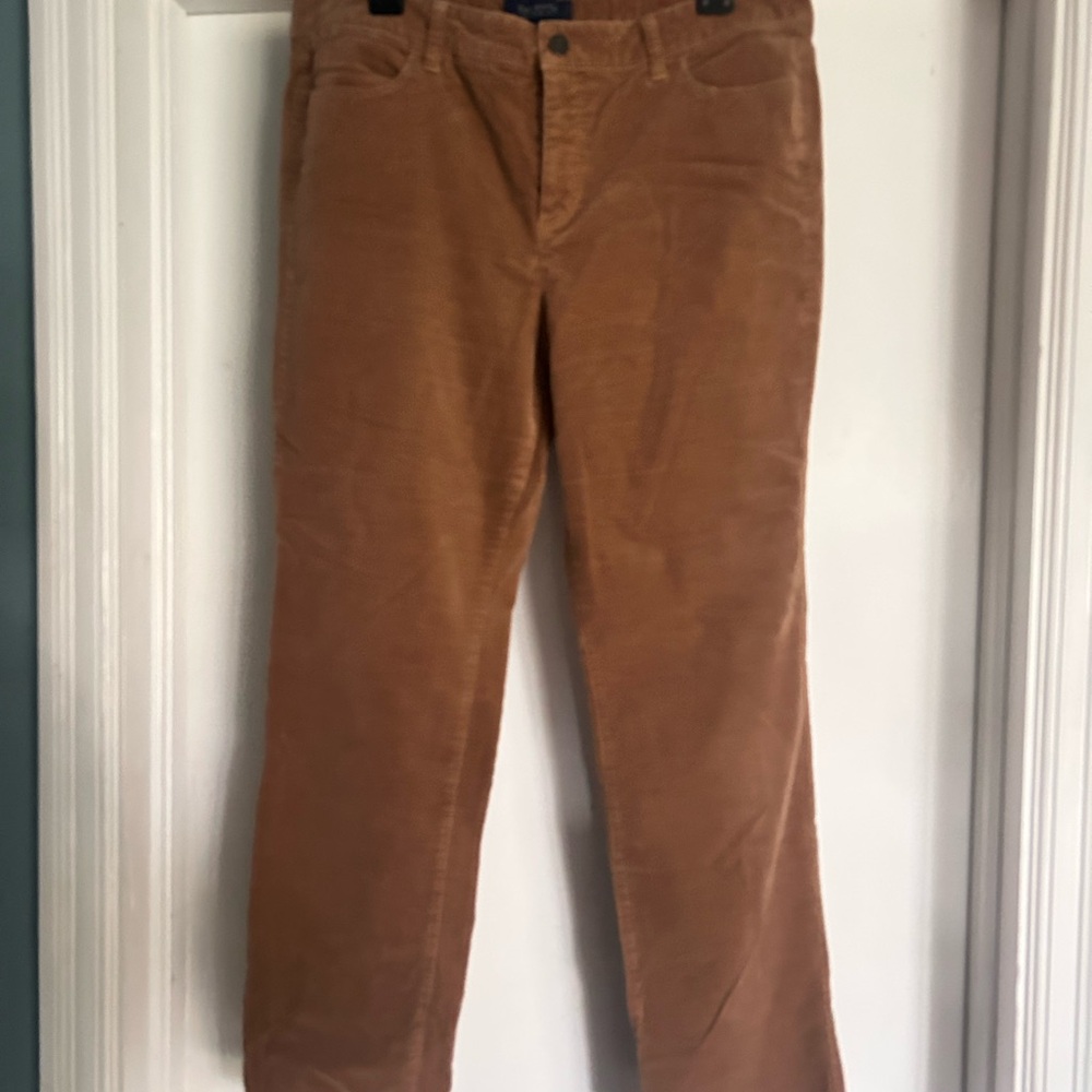 Talbots Straight-Leg Corduroy Pants in Camel Brown